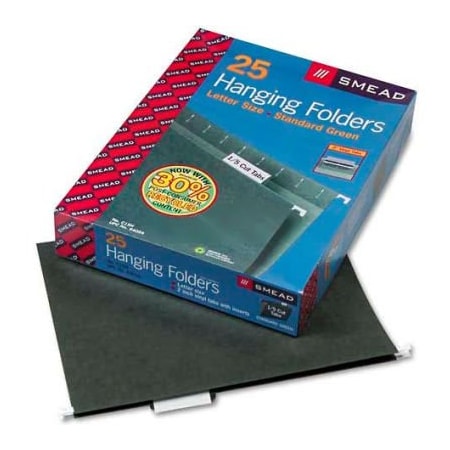 Smead Smead Hanging Folders, 1/5 Tab, 11 Point Stock, Letter, Green, 25/Box 64055